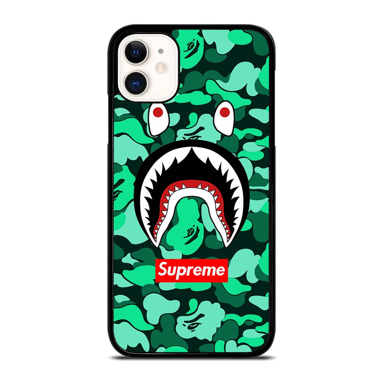 CAMO BATHING APE SUPREME GREEN iPhone 11 Case Cover