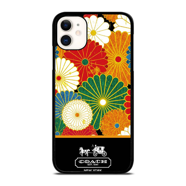 COACH NEW YORK COLORFUL FLORAL LOGO iPhone 11 Case Cover