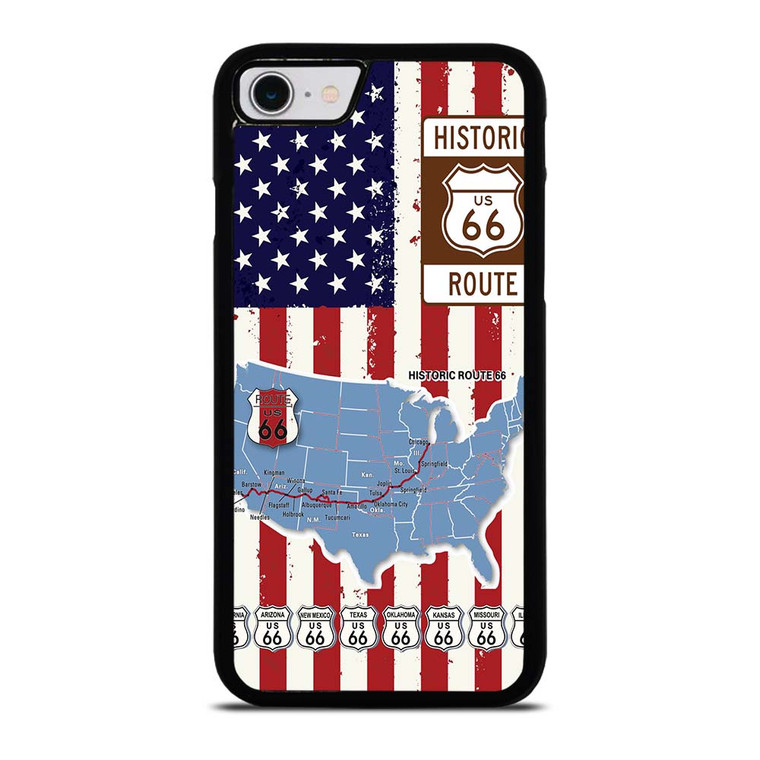 HISTORICAL ROUTE 66 USA FLAG iPhone SE 2022 Case Cover