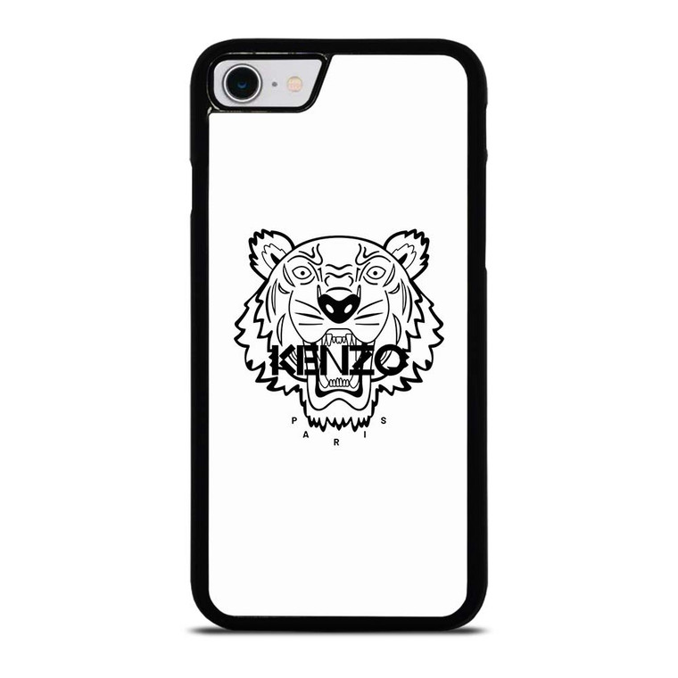 KENZO PARIS BORDERED LOGO WHITE iPhone SE 2022 Case Cover