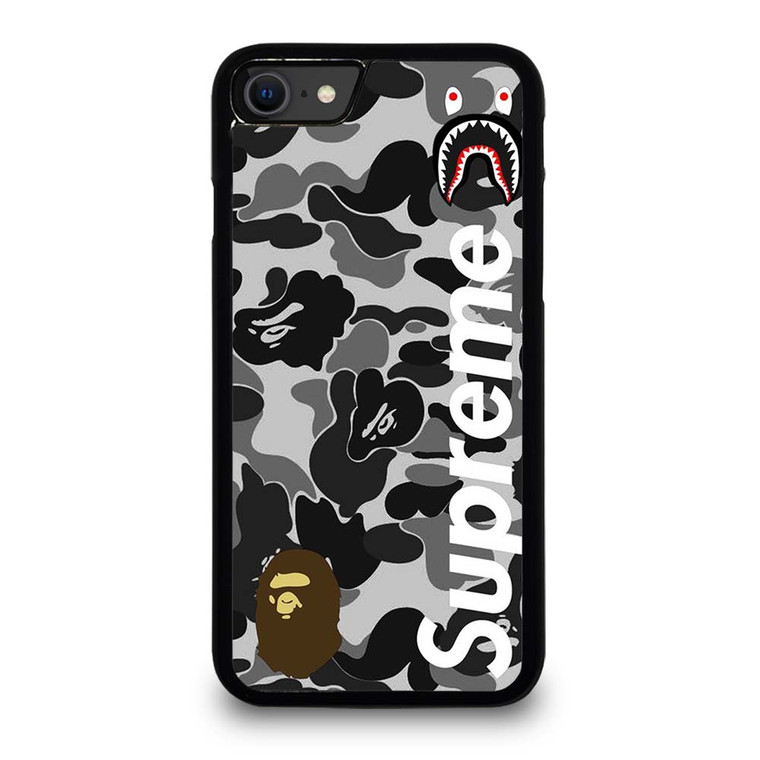 BAPE CAMO SHARK LOGO X SUPREME iPhone SE 2020 Case Cover