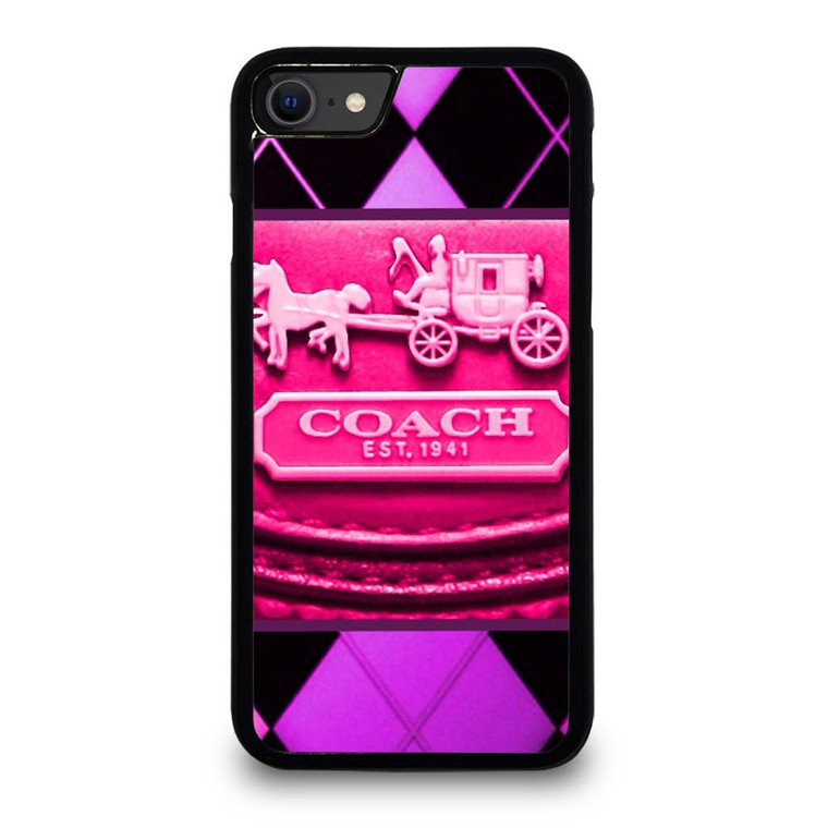 COACH NEW YORK PURPLE PINK LOGO iPhone SE 2020 Case Cover