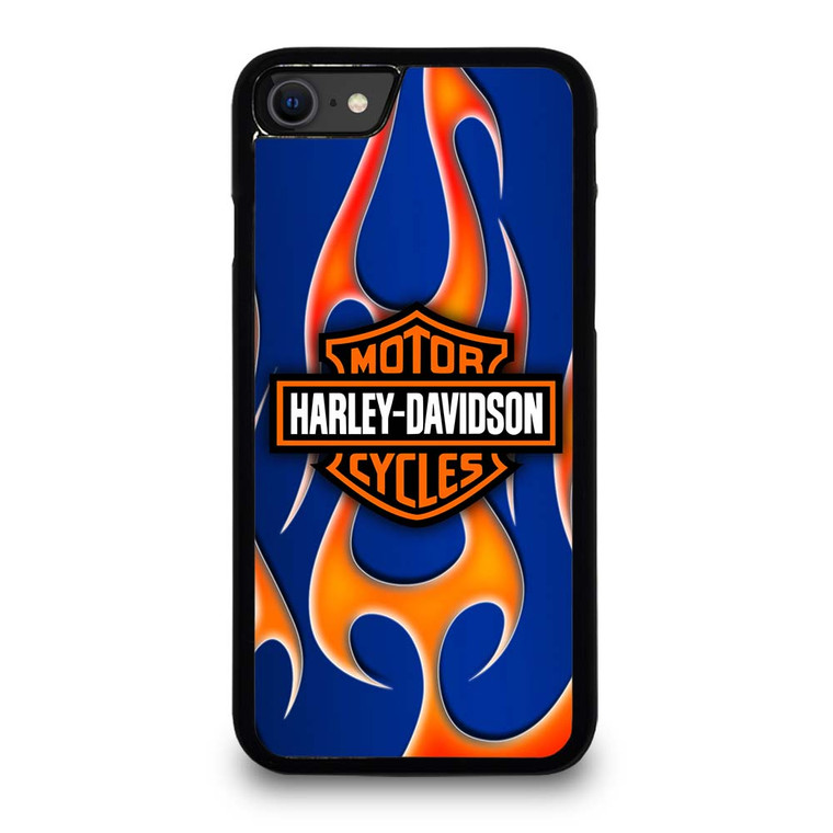 HARLEY DAVIDSON BLUE FLAME LOGO iPhone SE 2020 Case Cover