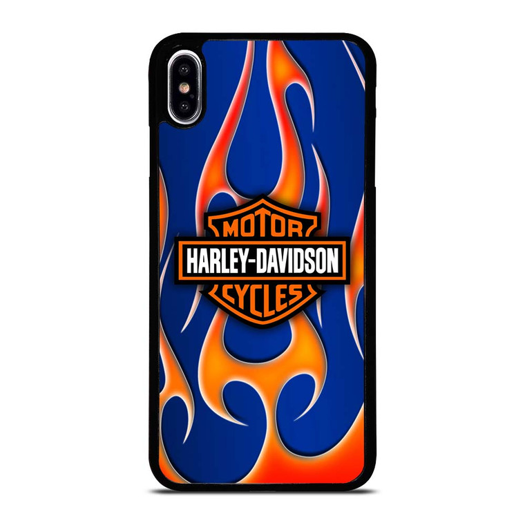 HARLEY DAVIDSON BLUE FLAME LOGO iPhone XS Max Case Cover