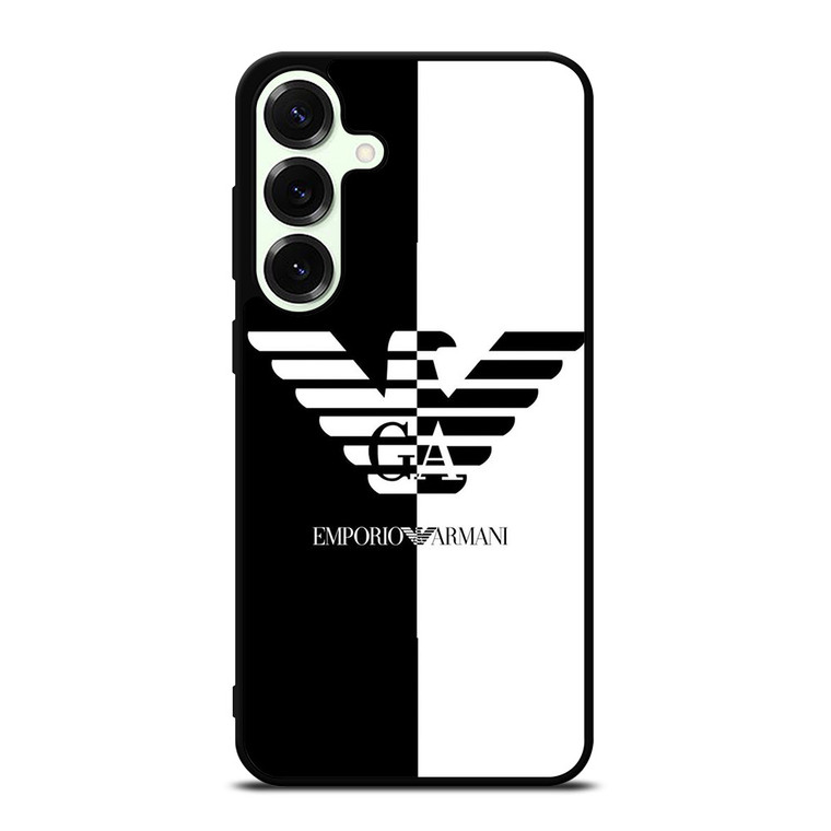 EMPORIO ARMANI WHITE BLACK Samsung Galaxy S25 Plus Case Cover