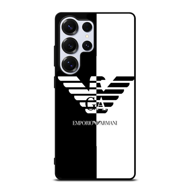 EMPORIO ARMANI WHITE BLACK Samsung Galaxy S25 Ultra Case Cover
