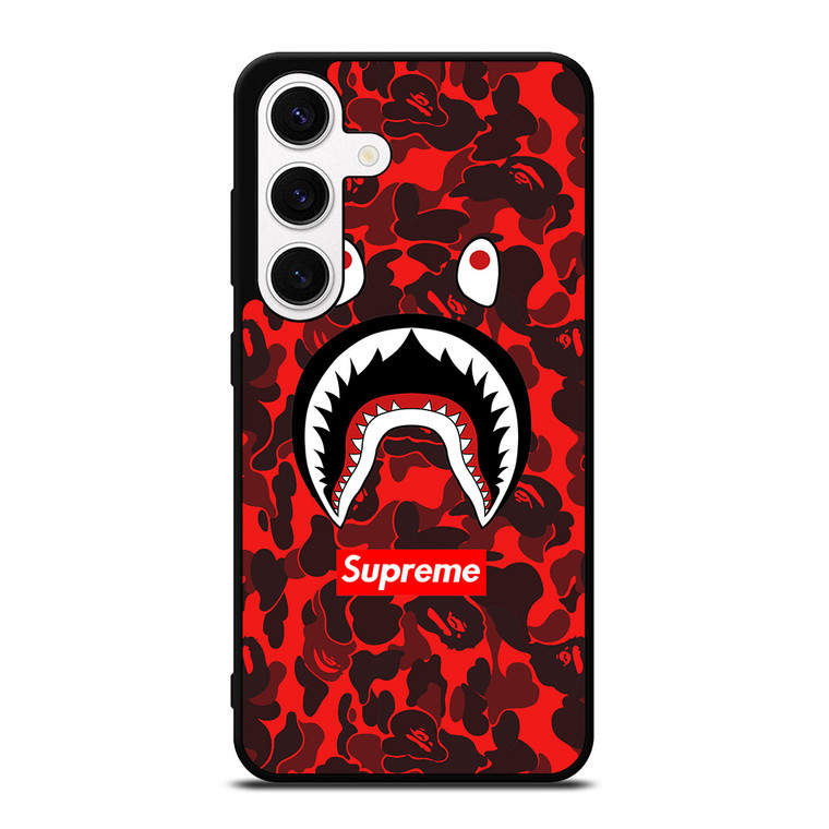 BAPE SHARK SUPREME CAMO RED Samsung Galaxy S24 Case Cover