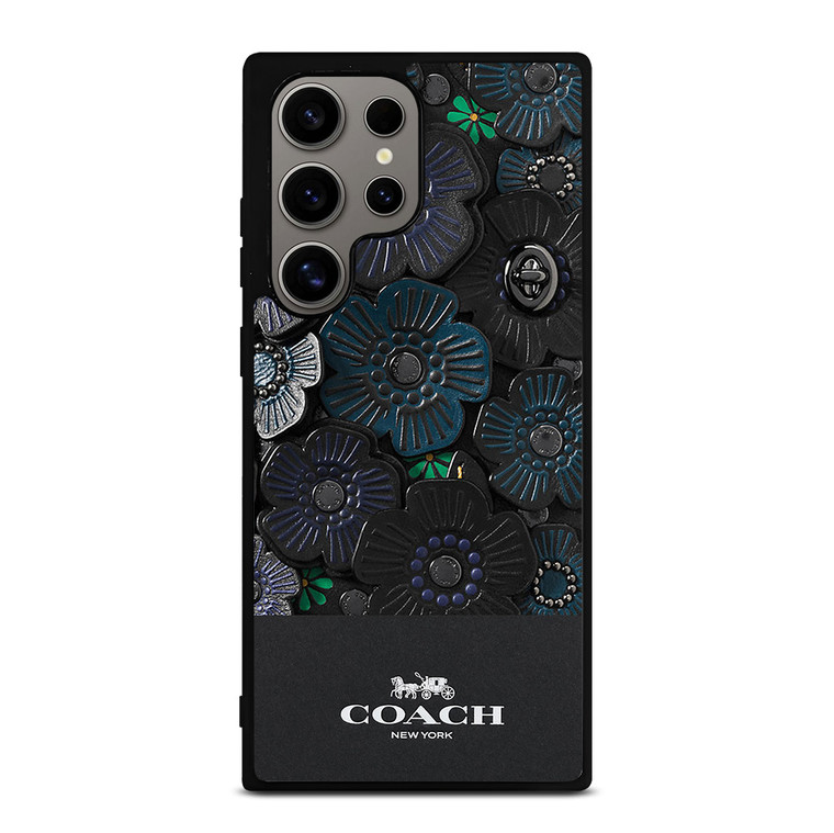 COACH NEW YORK BLACK TEA ROSE Samsung Galaxy S24 Ultra Case Cover