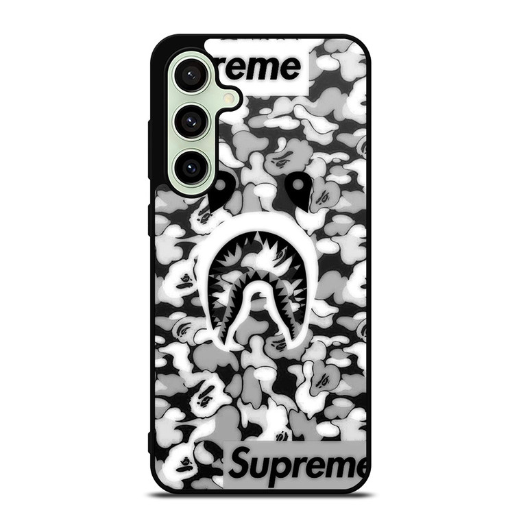 BAPE SHARK LOGO SUPREME BLACK WHITE Samsung Galaxy S24 FE Case Cover
