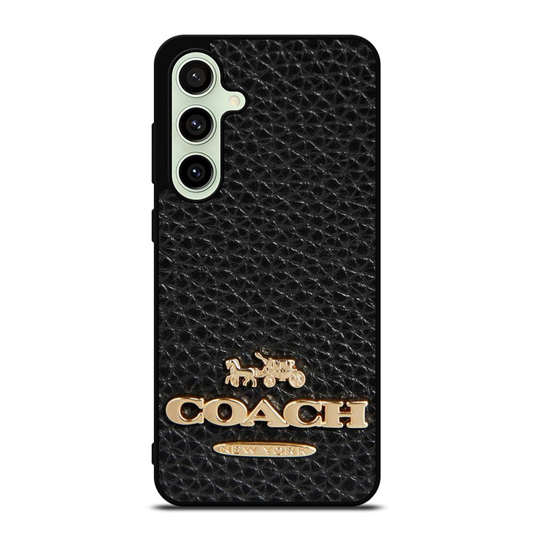 COACH NEW YORK BLACK LEATHER 2 Samsung Galaxy S24 FE Case Cover