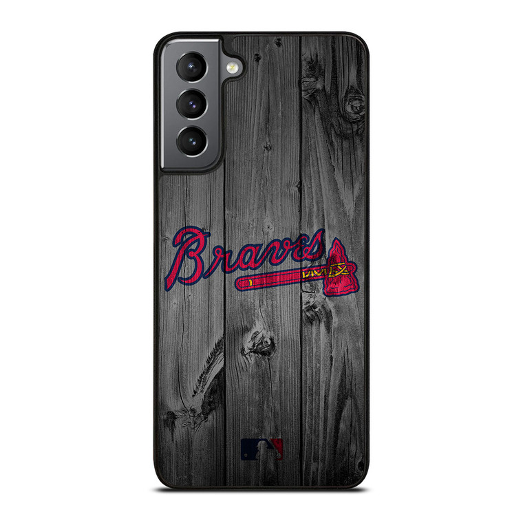 ATLANTA BRAVES BASEBALL MLB WOOD LOGO Samsung Galaxy S21 Plus Case Cover