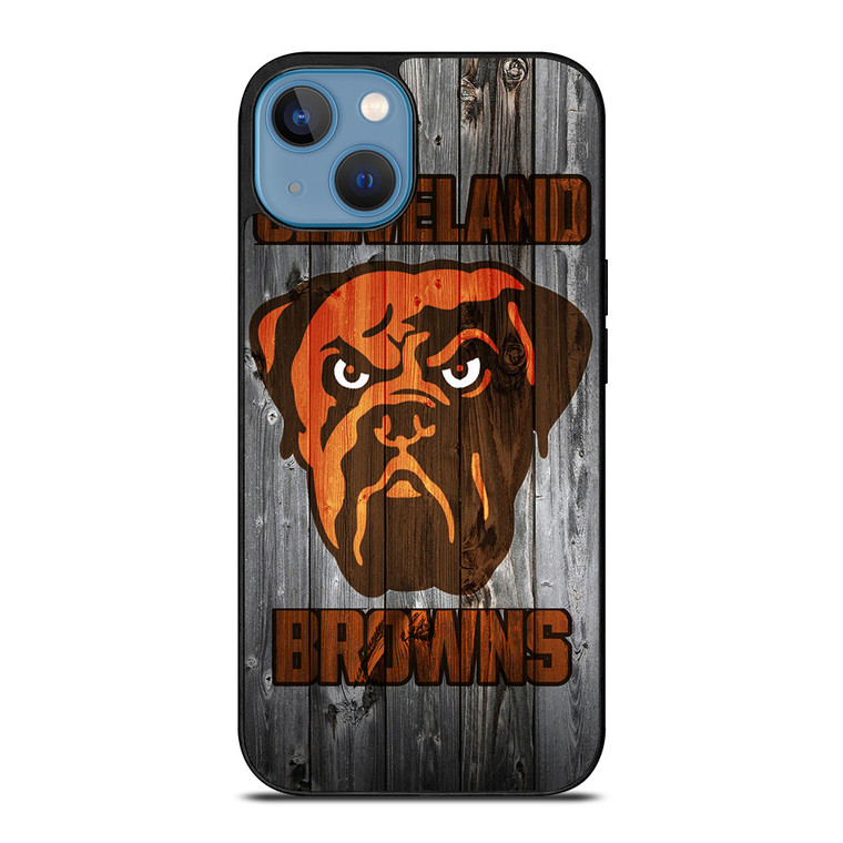 CLEVELAND BROWNS NFL FOOTBALL WOODEN LOGO iPhone 13 Case Cover