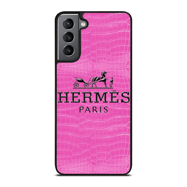 HERMES PARIS PINK LEATHER Samsung Galaxy S21 Plus Case Cover