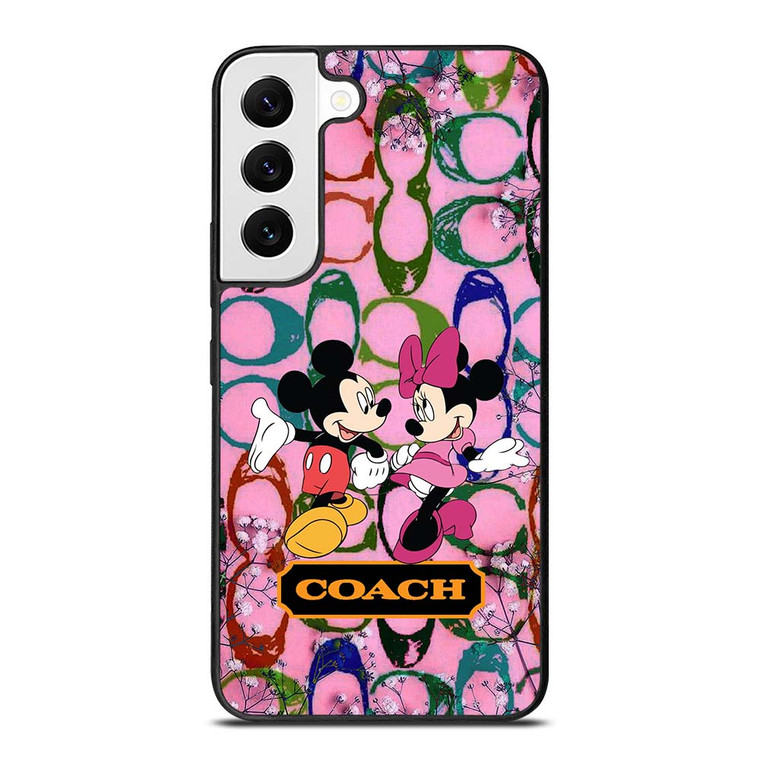 COACH PINK FLOWER MICKEY MINNIE Samsung Galaxy S22 Case Cover