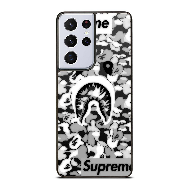 BAPE SHARK LOGO SUPREME BLACK WHITE Samsung Galaxy S21 Ultra Case Cover BAPE SHARK LOGO SUPREME BLACK WHITE Samsung Galaxy S21 Ultra Case Cover