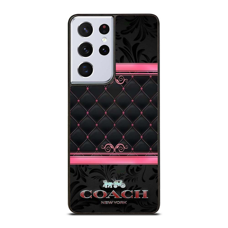 COACH NEW YORK PINK BLACK Samsung Galaxy S21 Ultra Case Cover