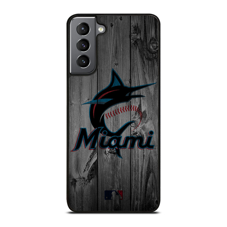 MIAMI MARLINS BASEBALL MLB WOOD LOGO Samsung Galaxy S21 Plus Case Cover