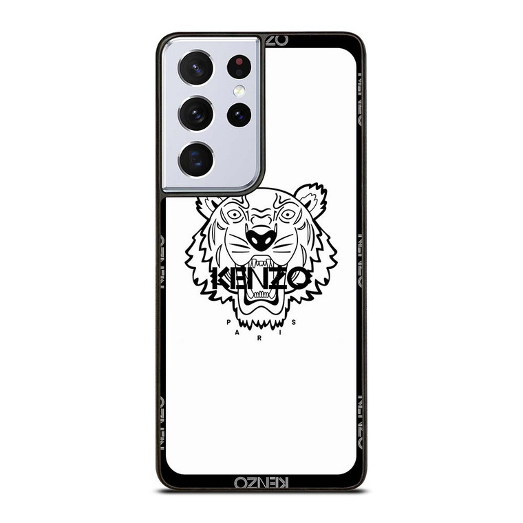 KENZO PARIS BORDERED LOGO WHITE Samsung Galaxy S21 Ultra Case Cover