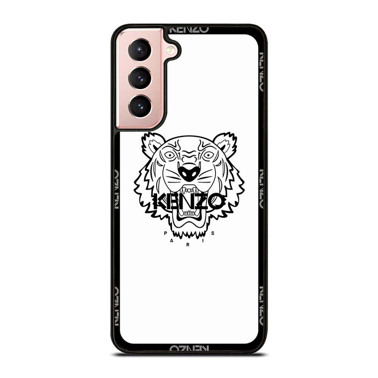 KENZO PARIS BORDERED LOGO WHITE Samsung Galaxy S21 Case Cover