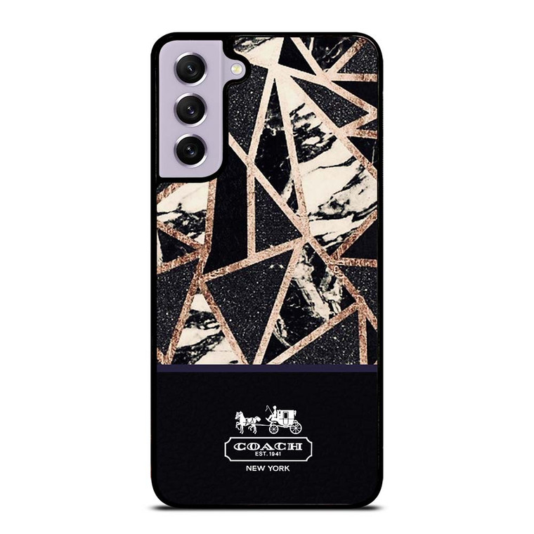 COACH NEW YORK GOLD BLACK TEXTURE Samsung Galaxy S21 FE Case Cover