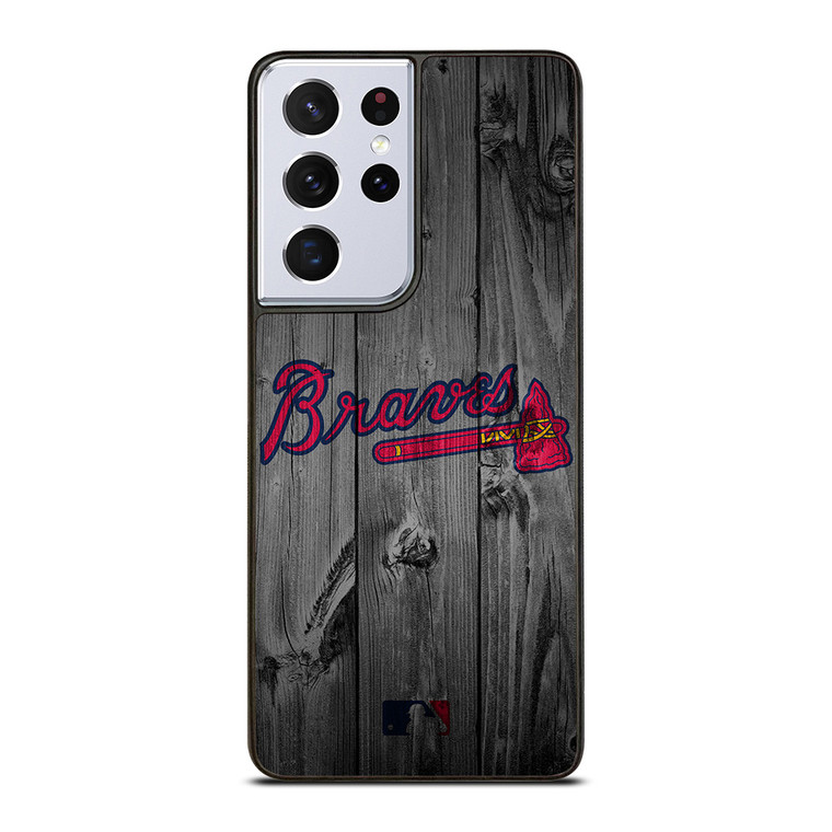 ATLANTA BRAVES BASEBALL MLB WOOD LOGO Samsung Galaxy S21 Ultra Case Cover
