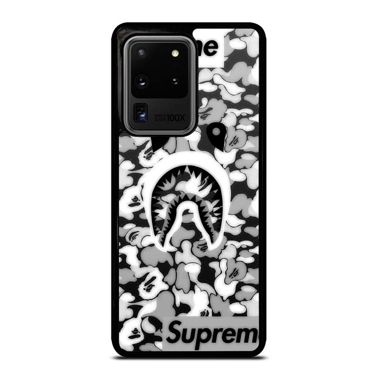 BAPE SHARK LOGO SUPREME BLACK WHITE Samsung Galaxy S20 Ultra Case Cover BAPE SHARK LOGO SUPREME BLACK WHITE Samsung Galaxy S20 Ultra Case Cover