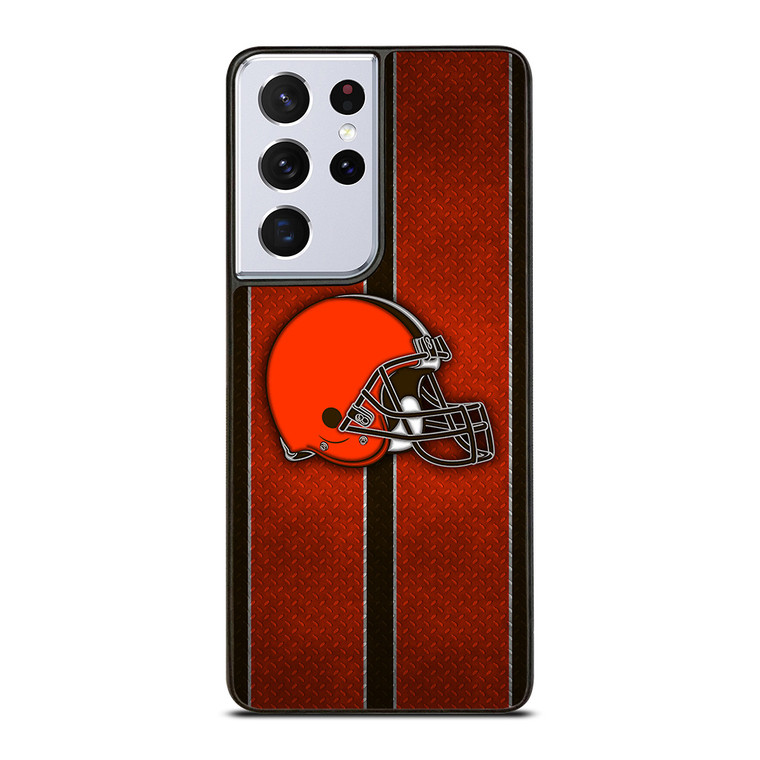 CLEVELAND BROWNS NFL METAL STRIPE Samsung Galaxy S21 Ultra Case Cover