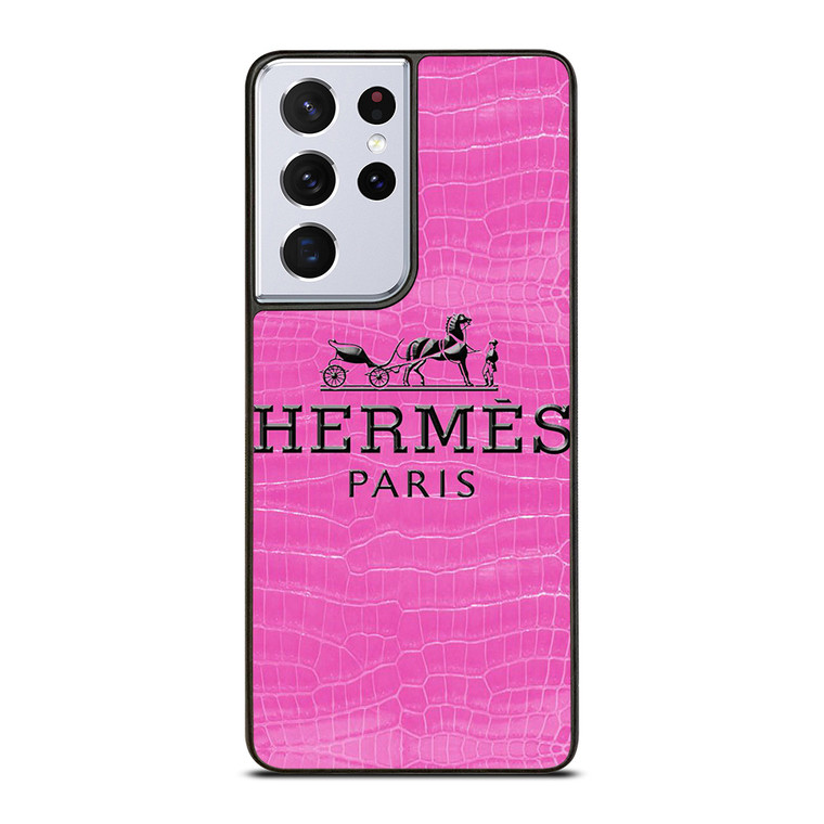 HERMES PARIS PINK LEATHER Samsung Galaxy S21 Ultra Case Cover