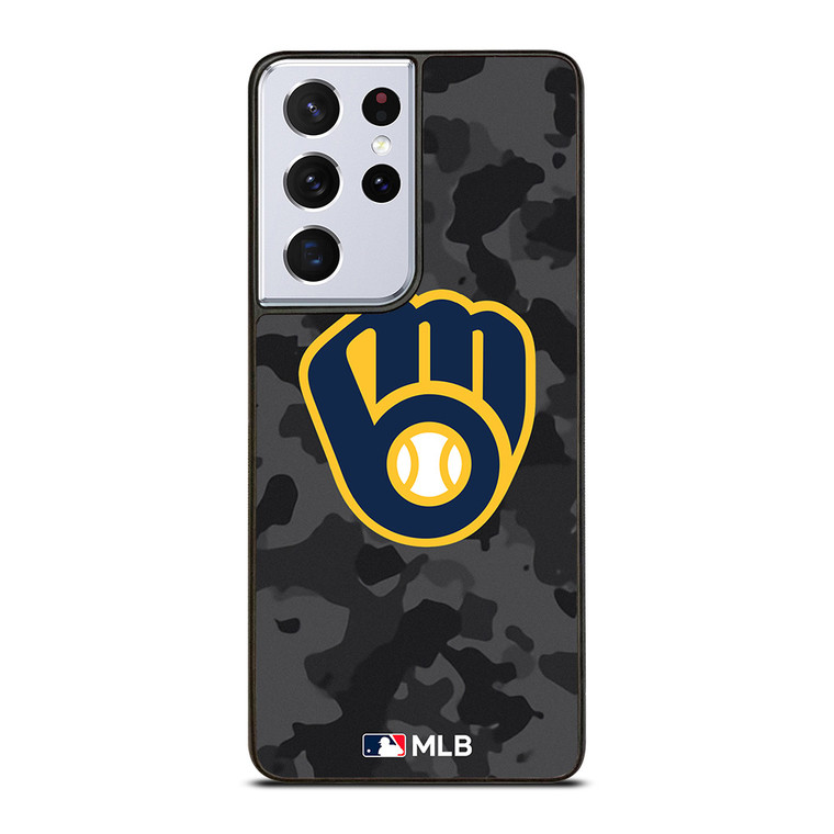 MILWAUKEE BREWERS BASEBALL BLACK CAMO Samsung Galaxy S21 Ultra Case Cover