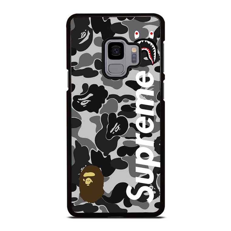BAPE CAMO SHARK LOGO X SUPREME Samsung Galaxy S9 Case Cover