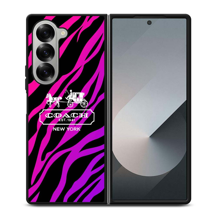 COACH NEW YORK BLACK VIOLET Samsung Galaxy Z Fold 6 Case Cover