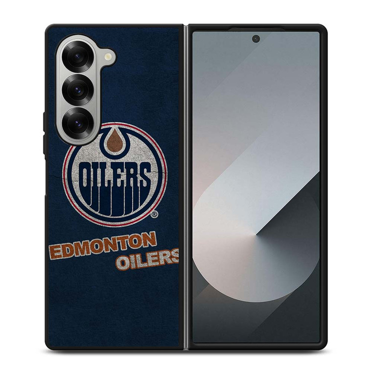 EDMONTON OILERS LOGO BLUE SUEDE Samsung Galaxy Z Fold 6 Case Cover