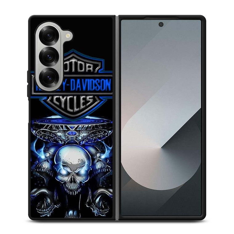 HARLEY DAVIDSON SKULL BLUE Samsung Galaxy Z Fold 6 Case Cover