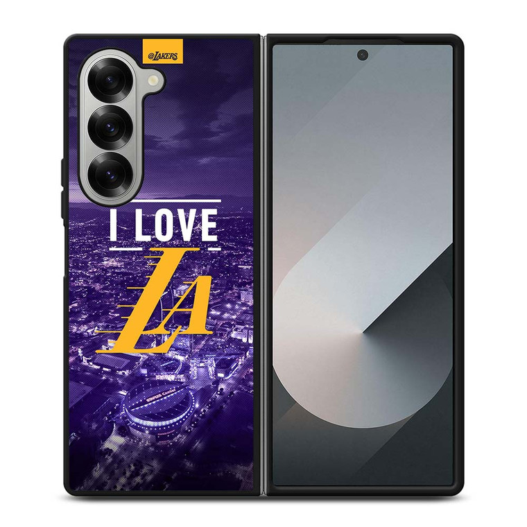 I LOVE LA LAKERS NBA LOGO Samsung Galaxy Z Fold 6 Case Cover