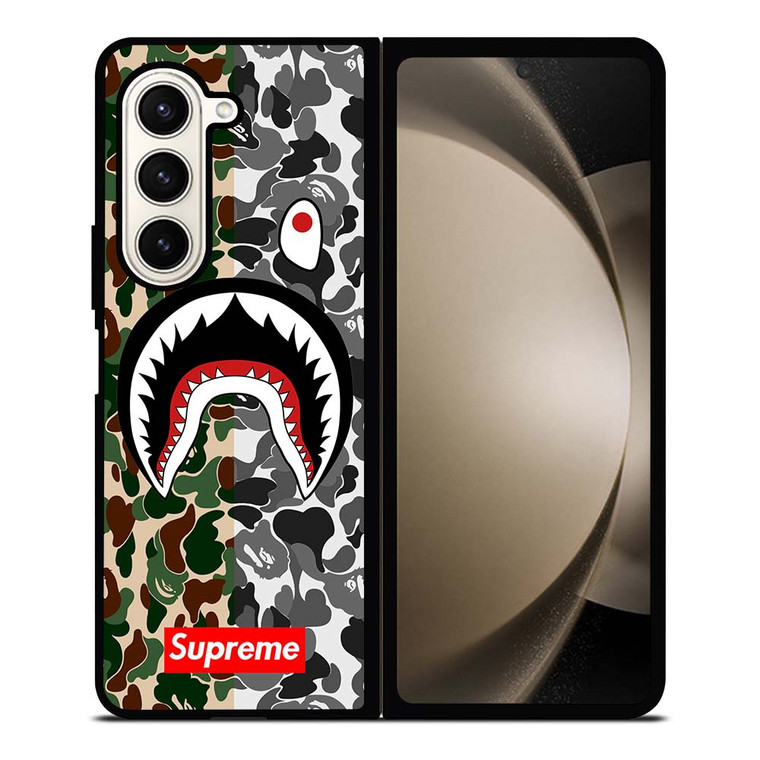 BAPE SHARK SUPREME CAMO 2 Samsung Galaxy Z Fold 5 Case Cover