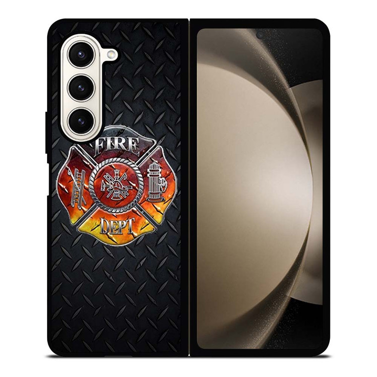 FIREFIGHTER FIREMAN METAL LOGO Samsung Galaxy Z Fold 5 Case Cover