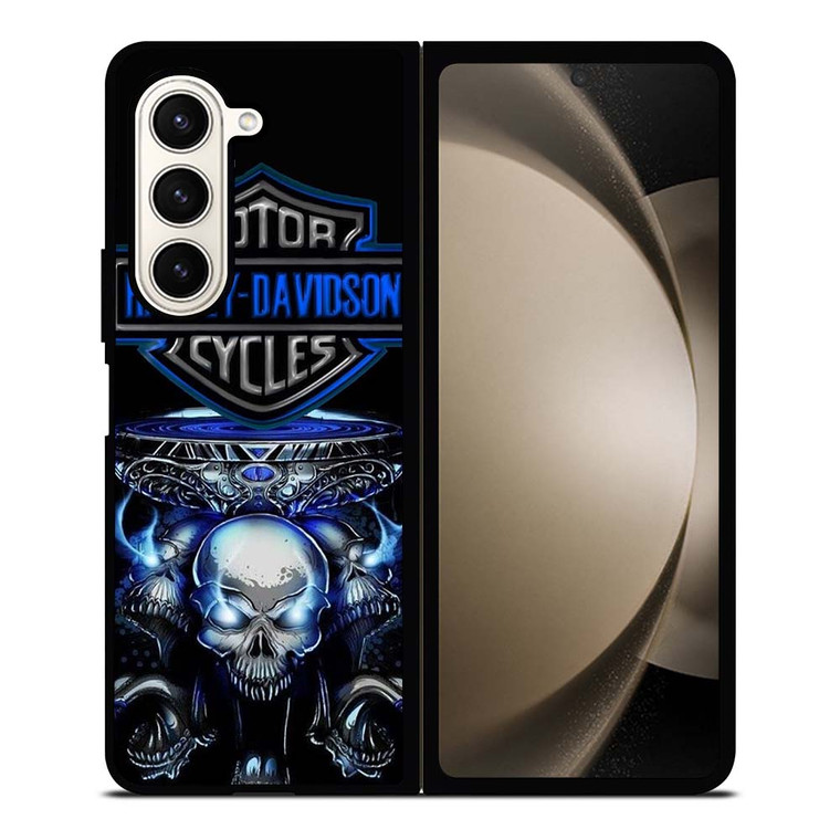 HARLEY DAVIDSON SKULL BLUE Samsung Galaxy Z Fold 5 Case Cover