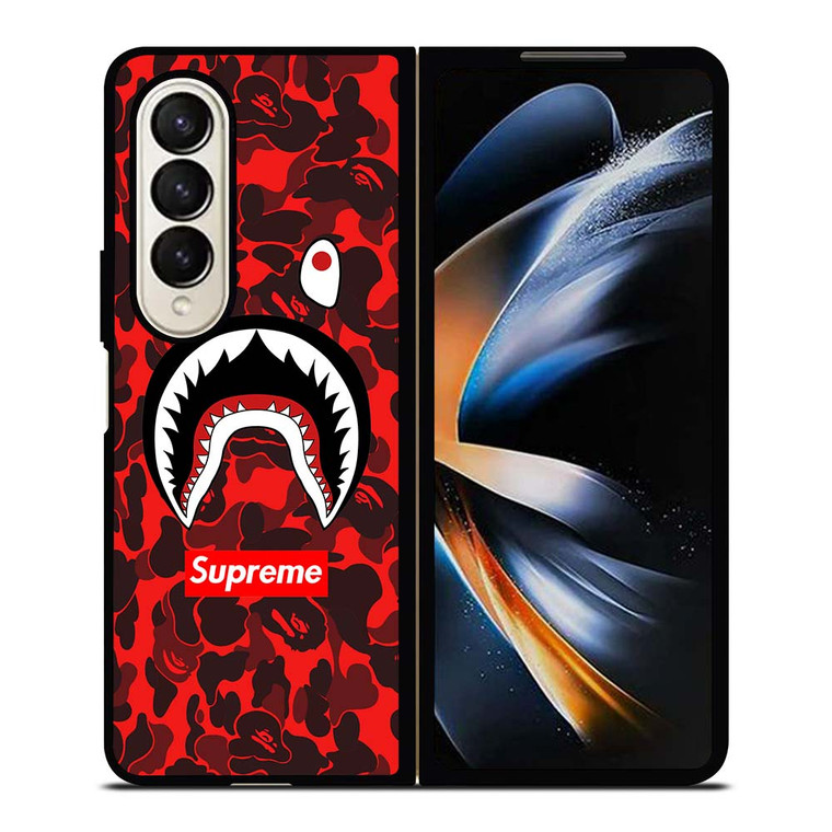BAPE SHARK SUPREME CAMO RED Samsung Galaxy Z Fold 4 Case Cover
