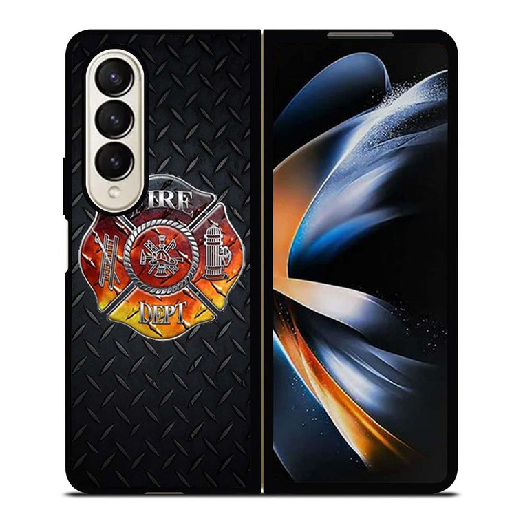 FIREFIGHTER FIREMAN METAL LOGO Samsung Galaxy Z Fold 4 Case Cover