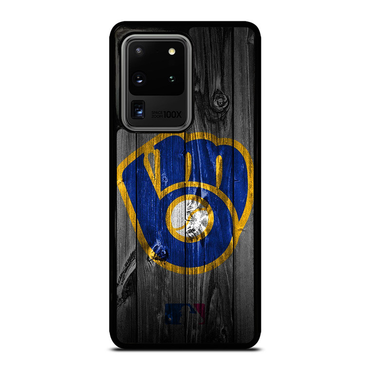 MILWAUKEE BREWERS MLB BASEBALL WOODEN LOGO Samsung Galaxy S20 Ultra Case Cover