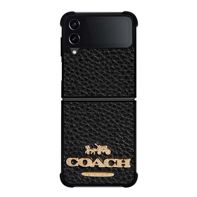 COACH NEW YORK BLACK LEATHER 2 Samsung Galaxy Z Flip 4 Case Cover