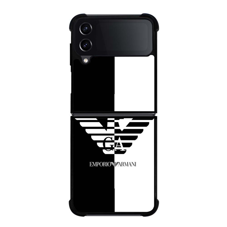 EMPORIO ARMANI WHITE BLACK Samsung Galaxy Z Flip 4 Case Cover