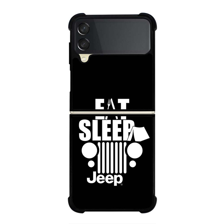 EAT SLEEP JEEP ART Samsung Galaxy Z Flip 3 Case Cover