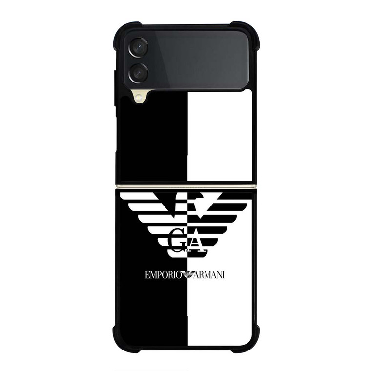 EMPORIO ARMANI WHITE BLACK Samsung Galaxy Z Flip 3 Case Cover