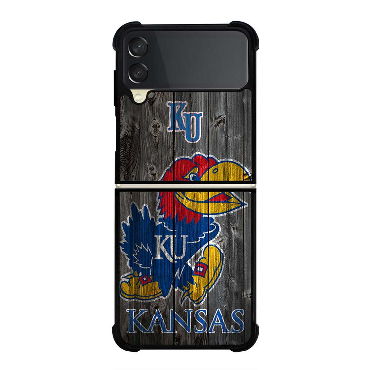 KANSAS JAYHAWKS WOODEN LOGO Samsung Galaxy Z Flip 3 Case Cover
