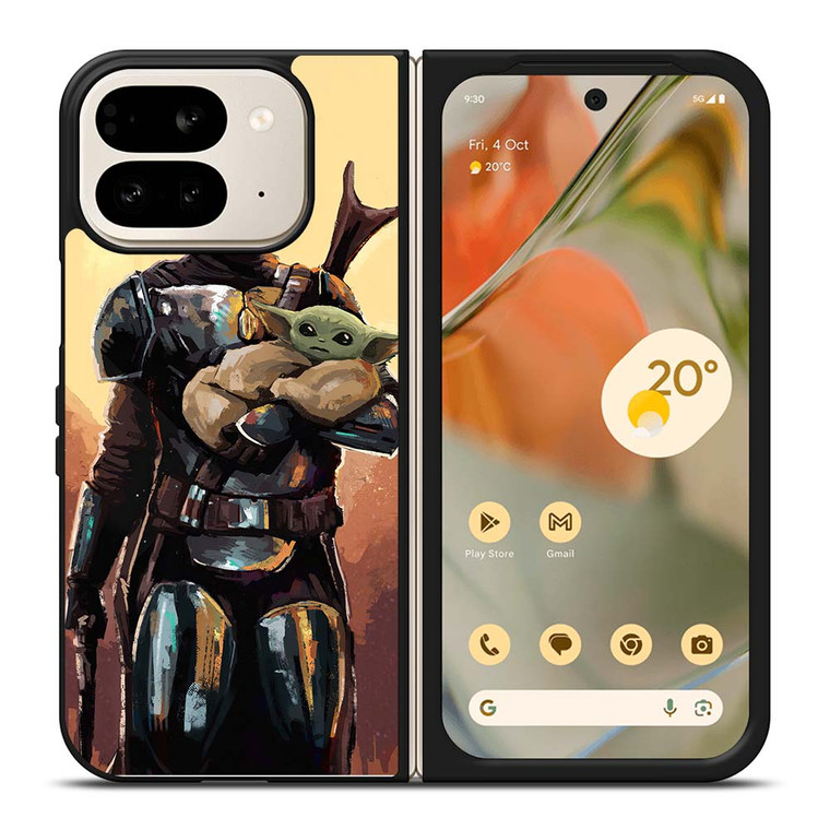 BABY YODA AND THE MANDALORIAN STAR WARS ART Google Pixel 9 Pro Fold Case Cover
