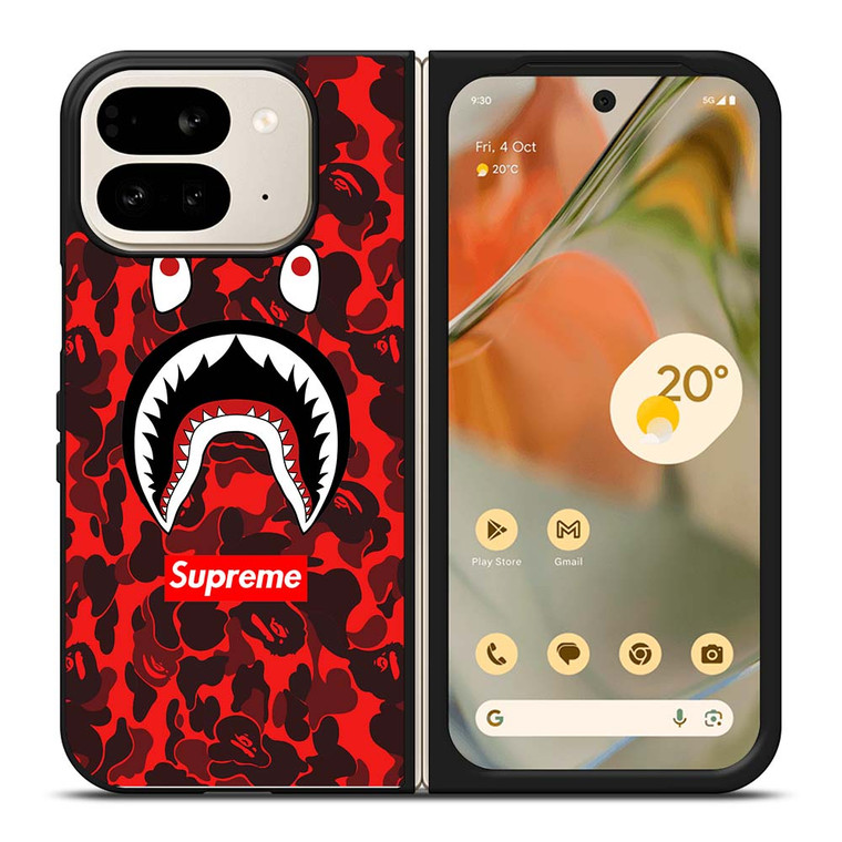BAPE SHARK SUPREME CAMO RED Google Pixel 9 Pro Fold Case Cover BAPE SHARK SUPREME CAMO RED Google Pixel 9 Pro Fold Case Cover