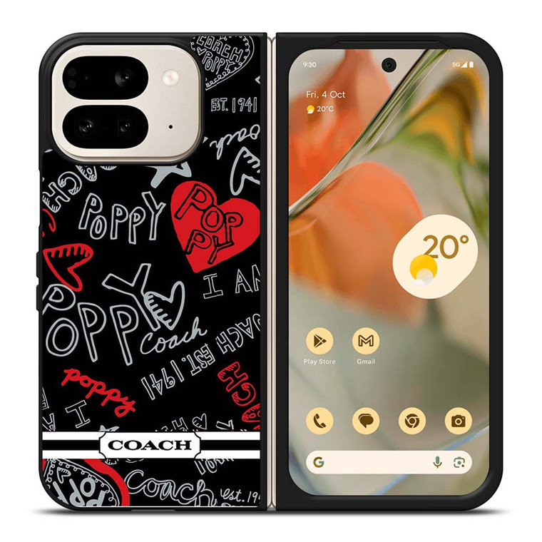 COACH NEW YORK POPPY BLACK Google Pixel 9 Pro Fold Case Cover