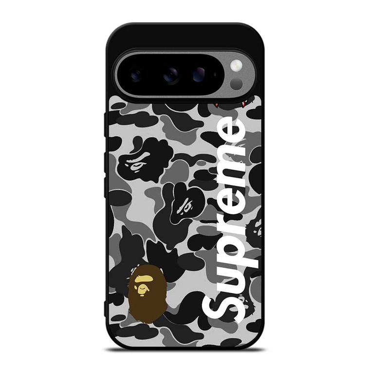 BAPE CAMO SHARK LOGO X SUPREME Google Pixel 9 Pro XL Case Cover