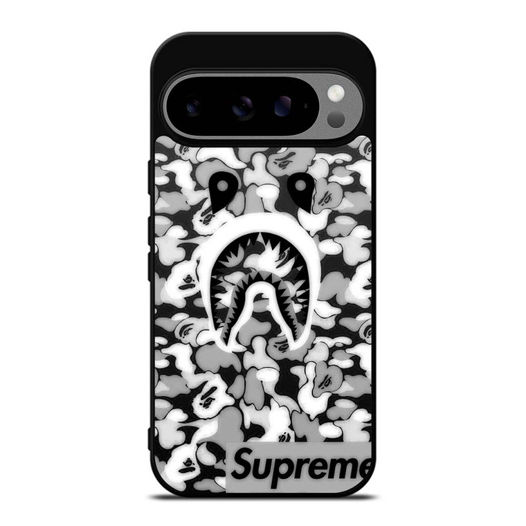 BAPE SHARK LOGO SUPREME BLACK WHITE Google Pixel 9 Pro XL Case Cover BAPE SHARK LOGO SUPREME BLACK WHITE Google Pixel 9 Pro XL Case Cover
